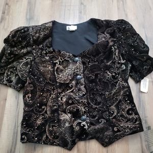 Vintage patra velvet black with gold detail floral sz L